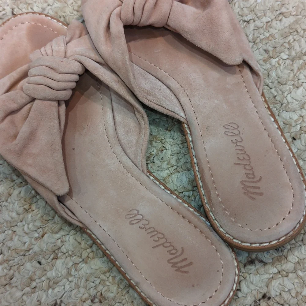 Madewell Suede Blush Knot Sandals Size 6.5